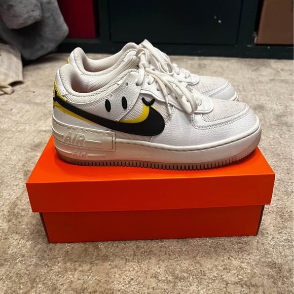 White and Yellow Air Force 1 Sneakers - Picture 1 of 3